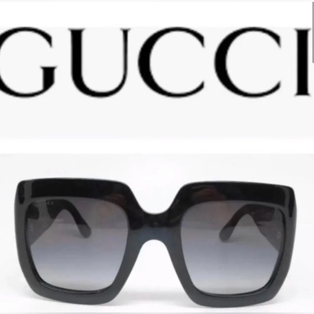 Gucci Black Rectangle Sunglasses - image 2